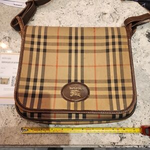 Burberry Beige and Brown Plaid Messenger Bag